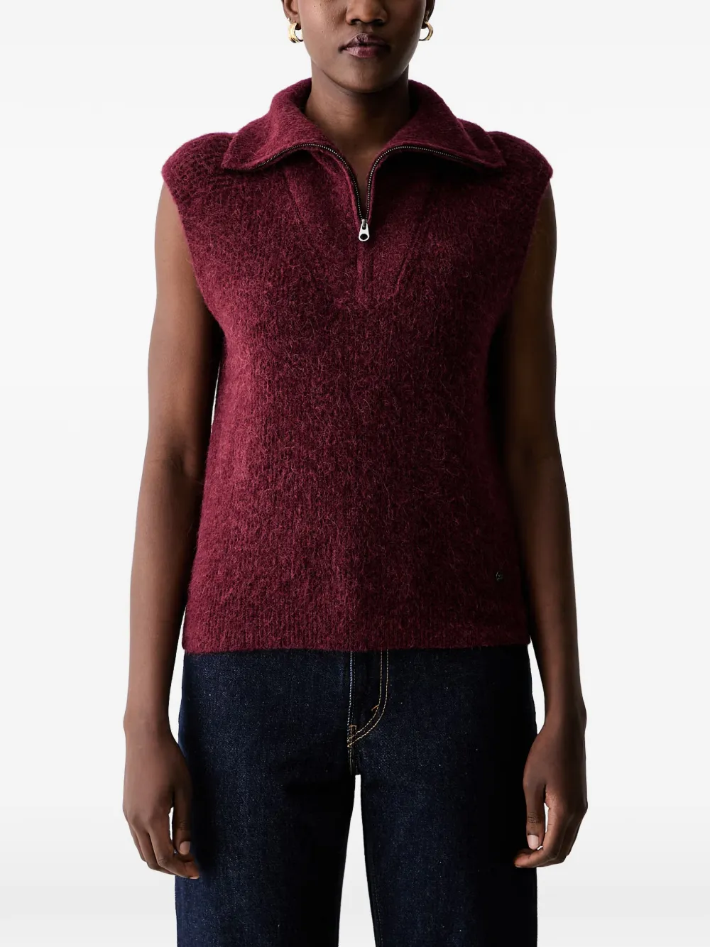 Mos Mosh Mmthora Quarter-zip Sleeveless Sweater In Purple