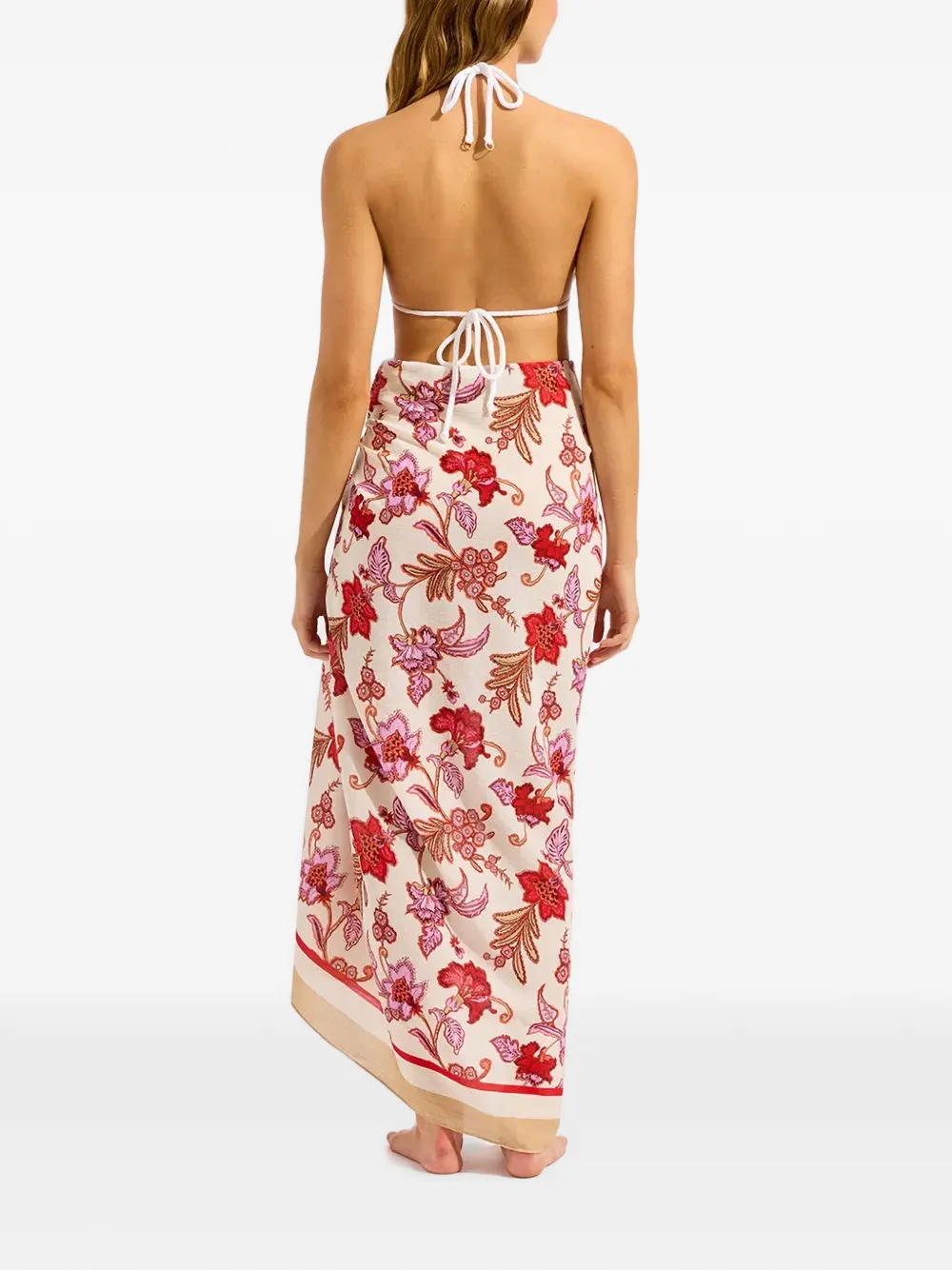 Seafolly Wikkelrok met bloemenprint Beige