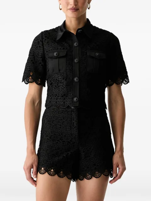 Morgan guipure-lace flap-pocket shirt