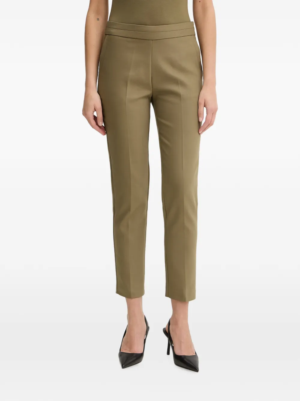 Morgan Pressed-crease Cropped Trousers In Green