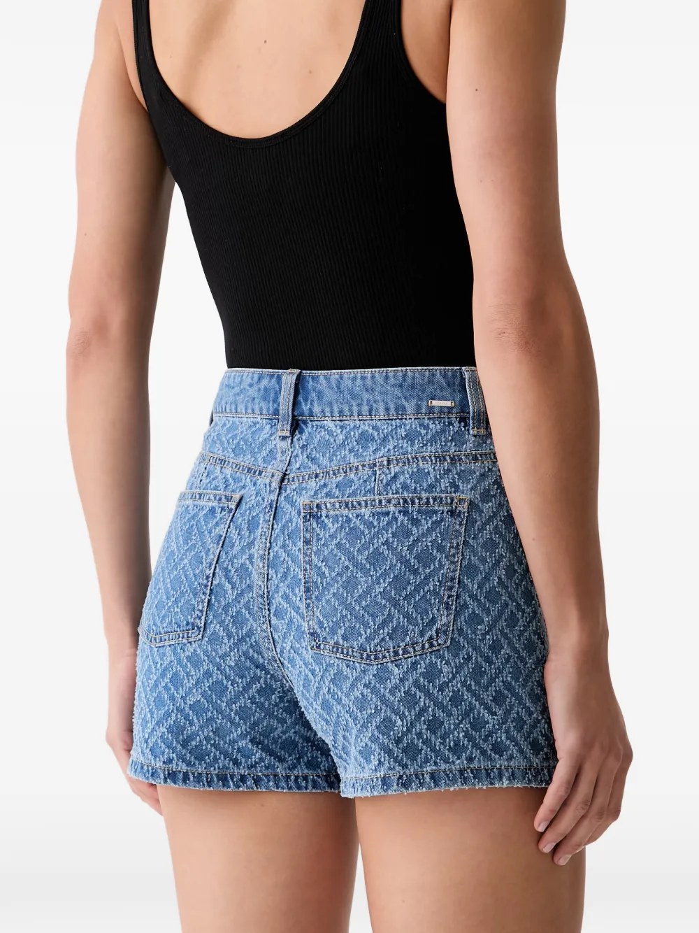 Morgan Denim shorts met monogram jacquard Blauw