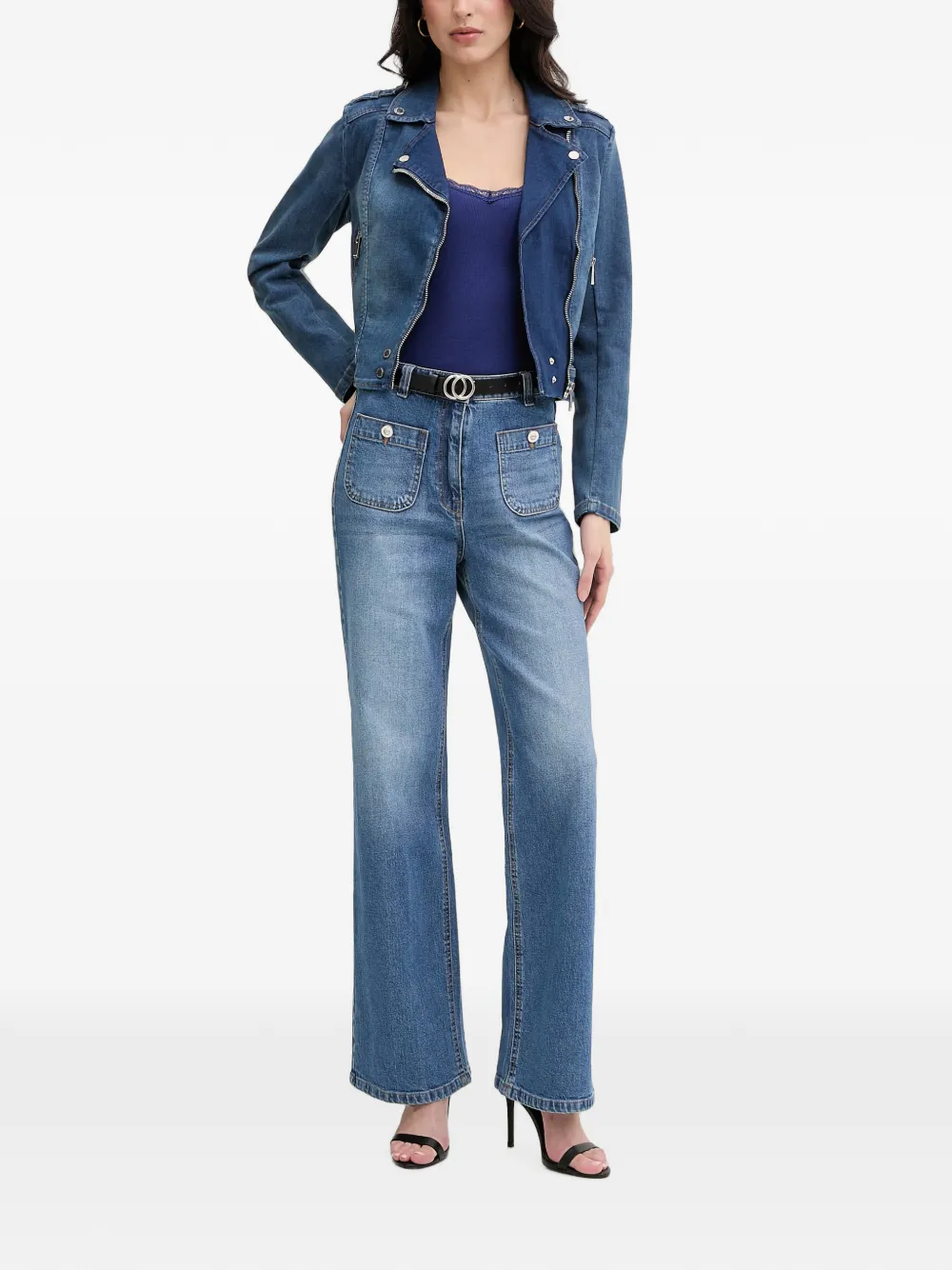 Morgan Denim jack Blauw