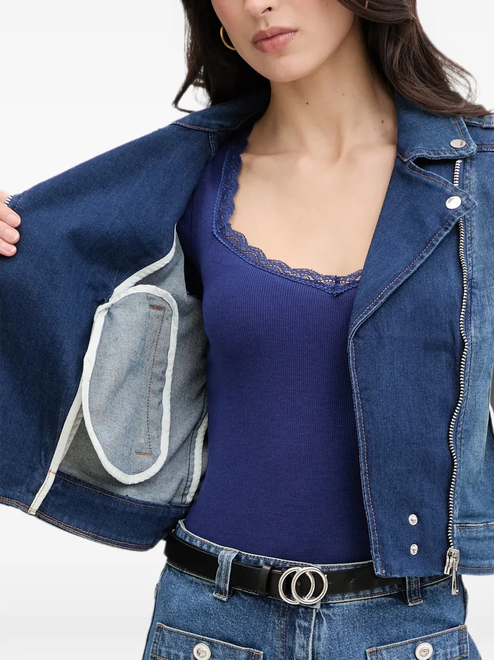 Morgan Denim jack Blauw