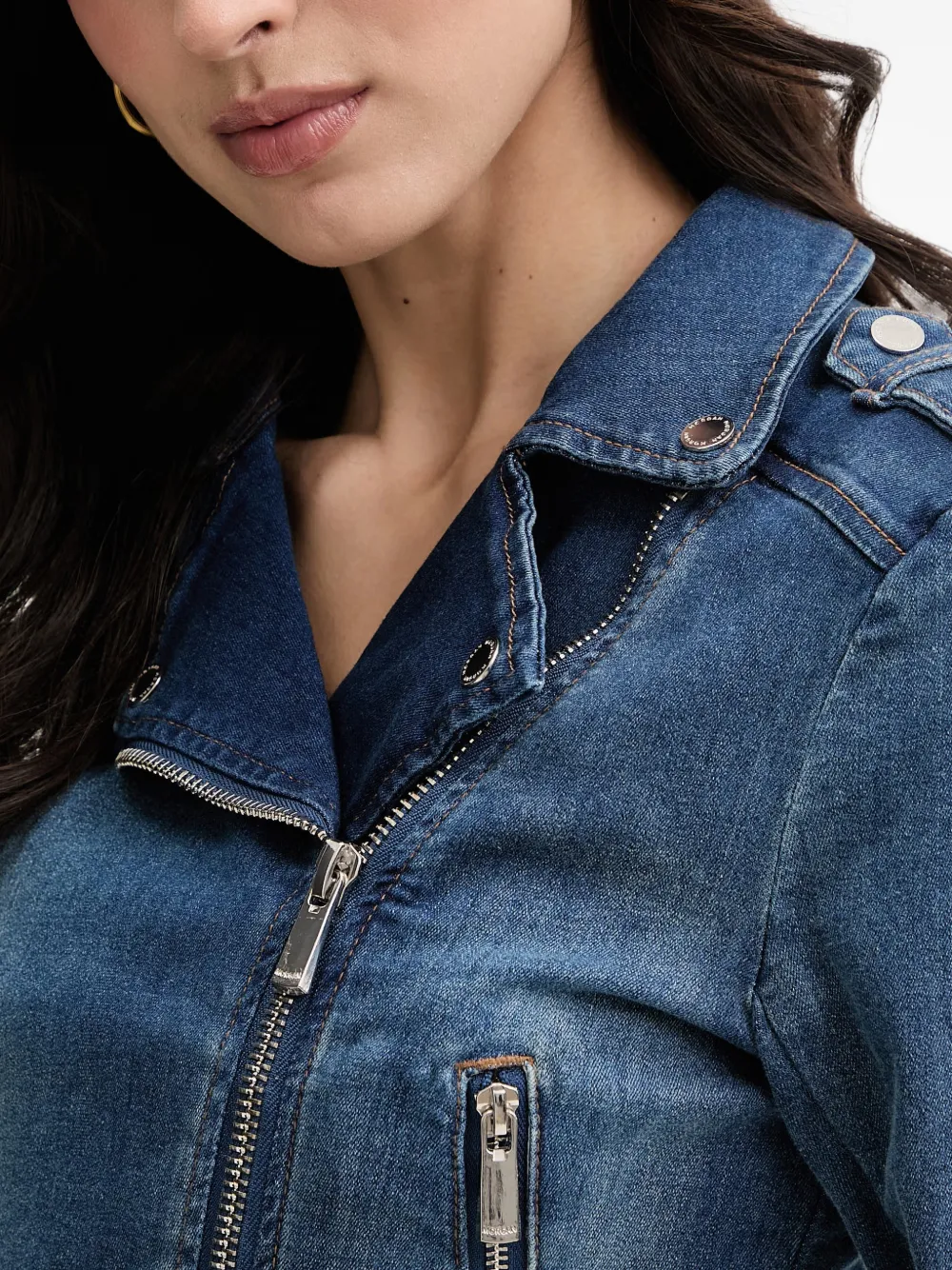Morgan Denim jack Blauw