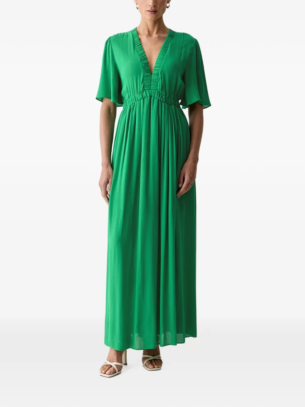 Morgan Pleated Maxi Dress In Green