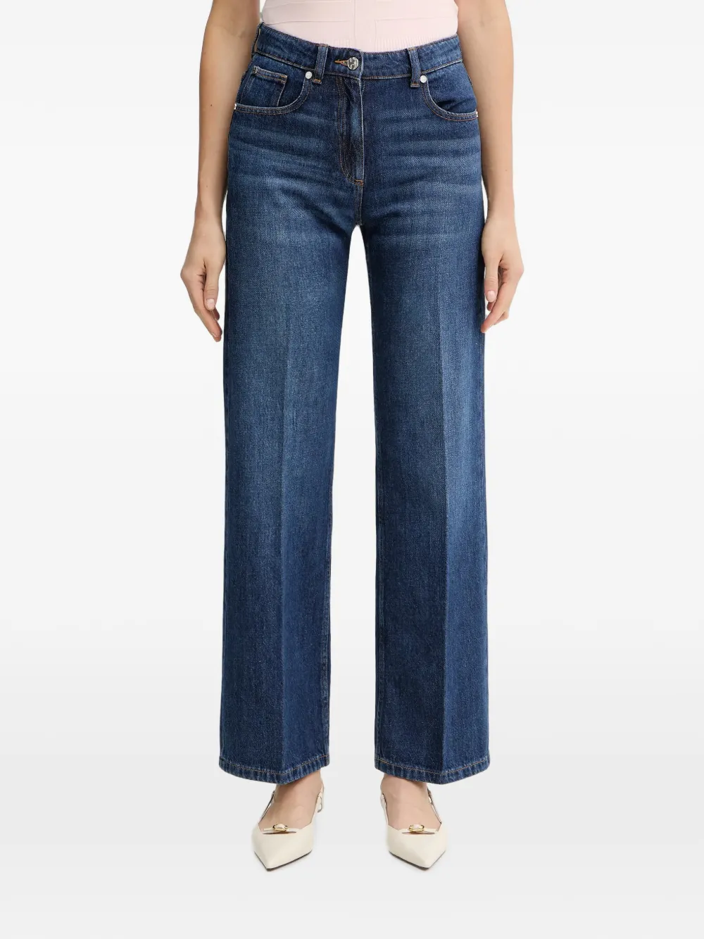 Silvian Heach Stever pressed-crease faded-effect jeans - Blu
