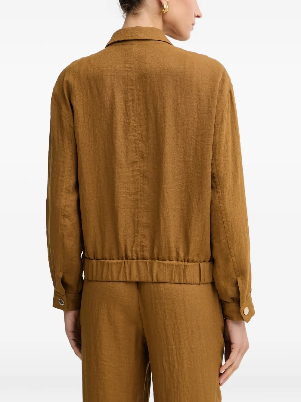 Morgan Zip-up Elasticated-hem Bomber Jacket In Brown