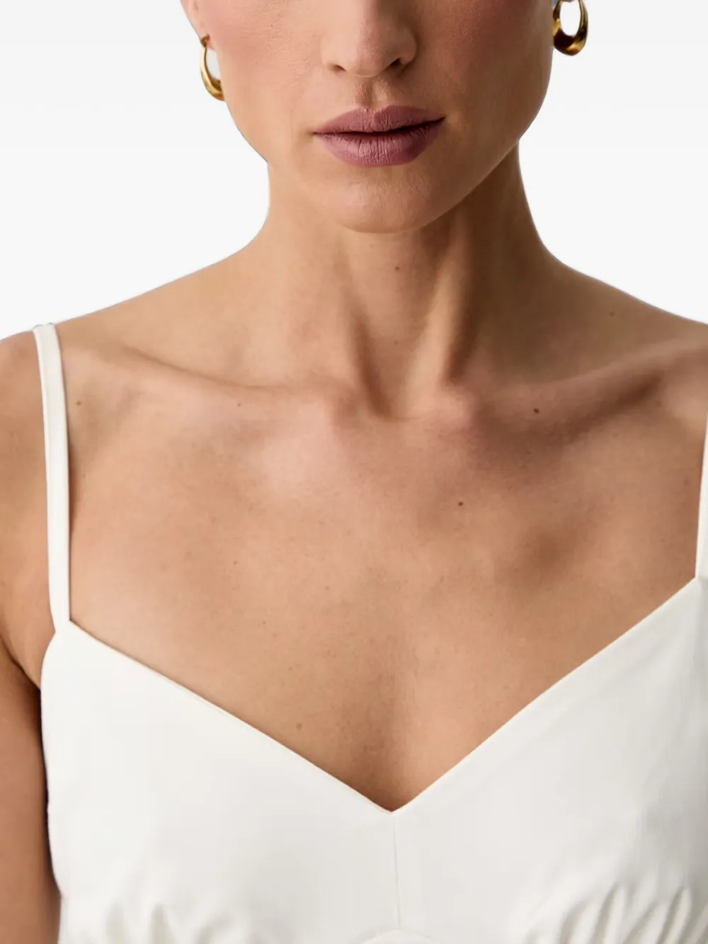 Morgan Gesmockte midi-jurk met strik aan de achterkant Beige