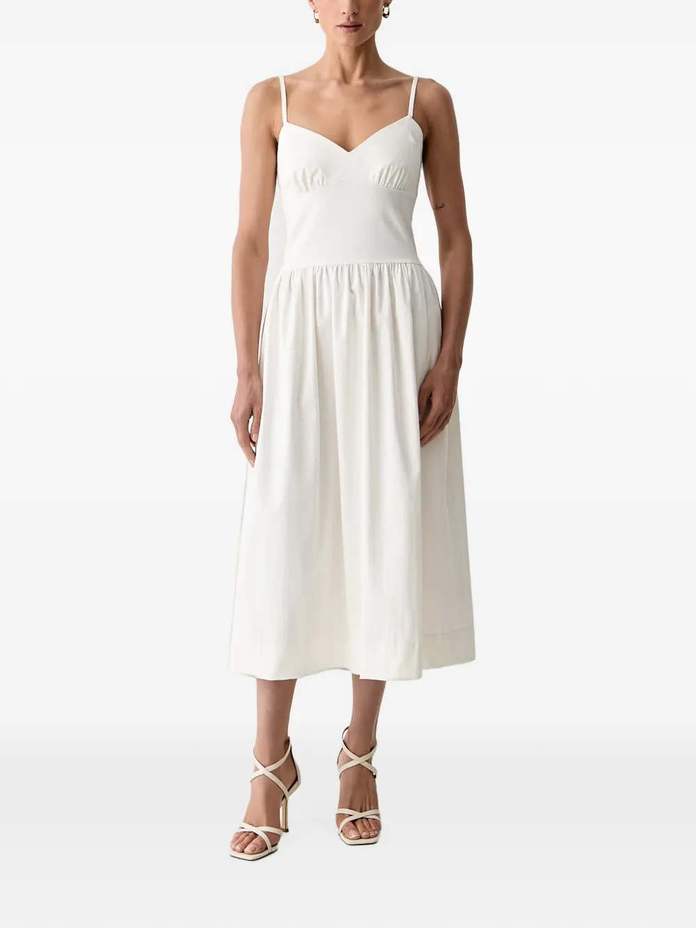 Morgan Smocked Tie-back Midi Dress In Neutrals