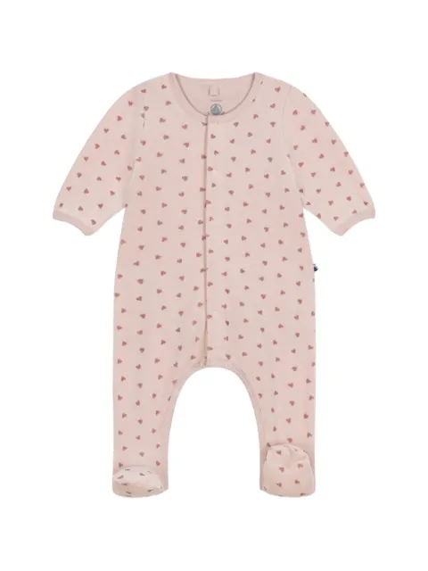 Petit Bateau heart-print footed pajamas