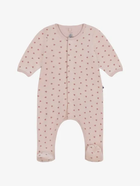 Petit Bateau heart-print footed pajamas