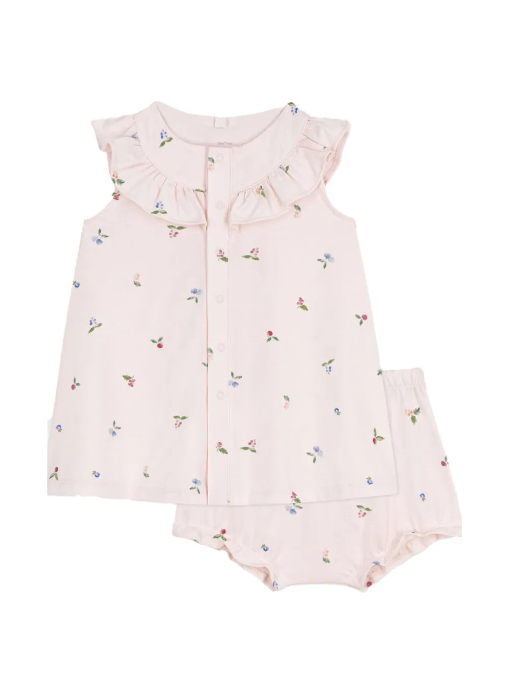 Petit Bateau floral-print ruffled blouse & shorts set - Rosa
