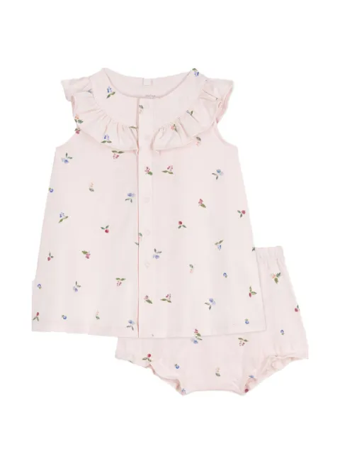 Petit Bateau floral-print ruffled blouse & shorts set