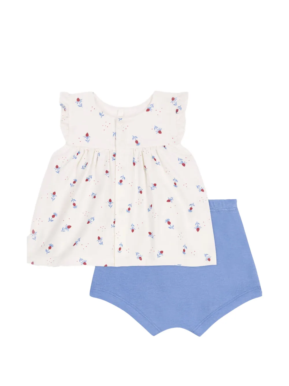 Petit Bateau floral-print ruffled dress - Weiß
