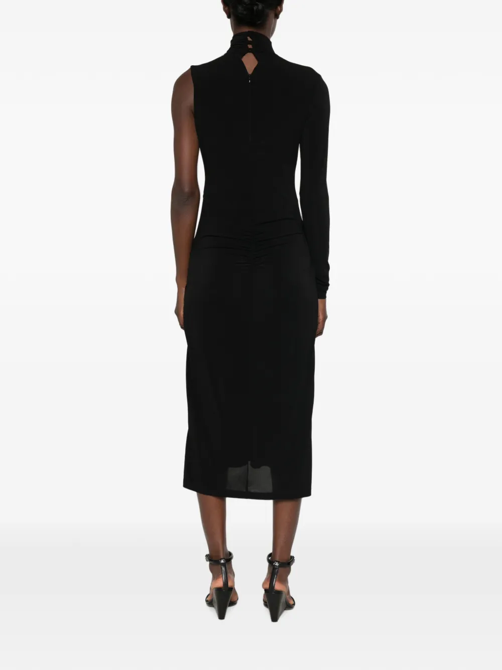 PINKO Cadillac asymmetrische midi-jurk met uitgesneden details Zwart