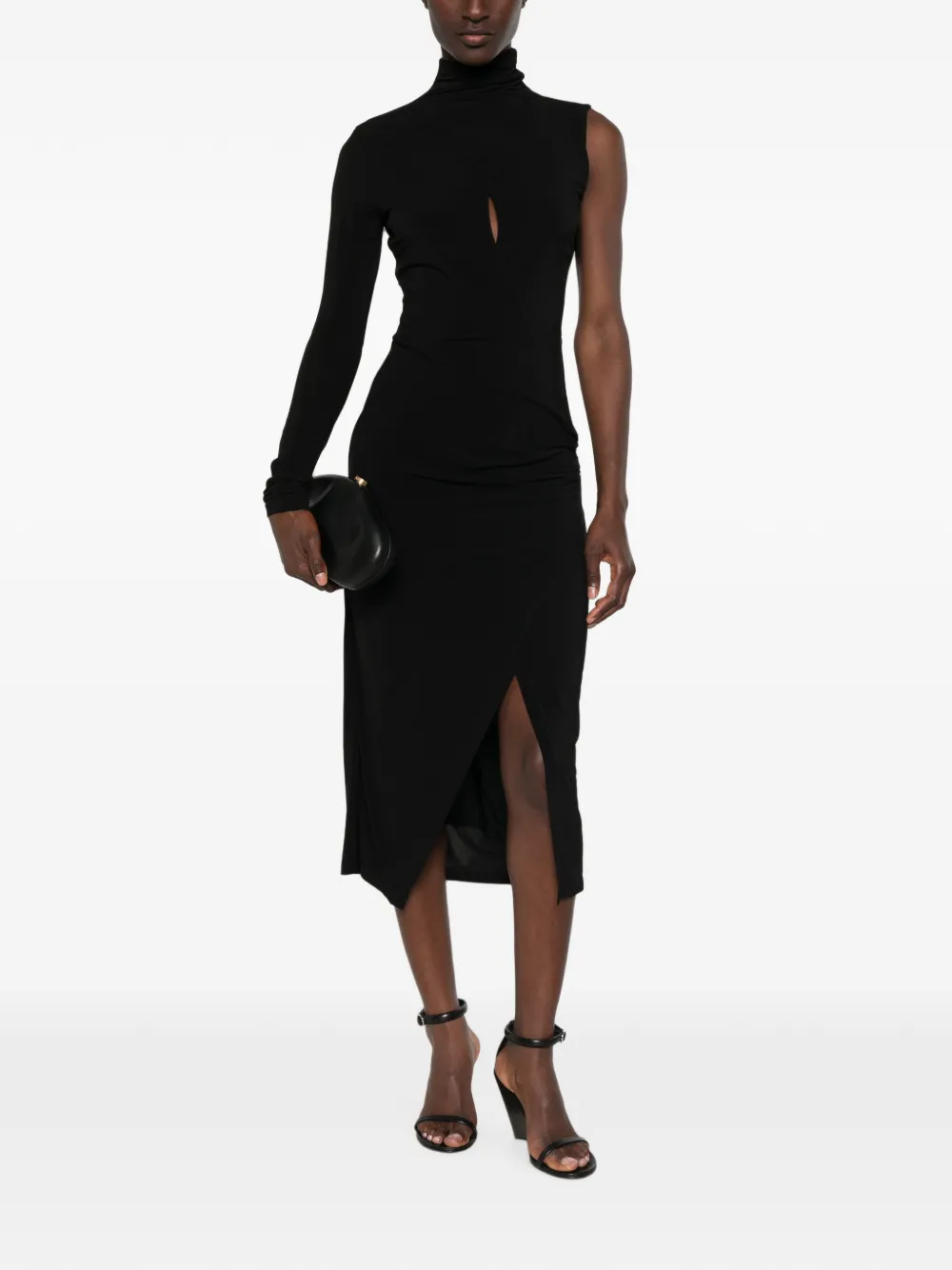 PINKO Cadillac asymmetrische midi-jurk met uitgesneden details Zwart
