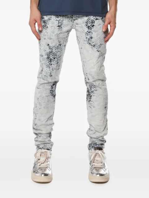 Purple Brand monogram-jacquard acid-wash jeans