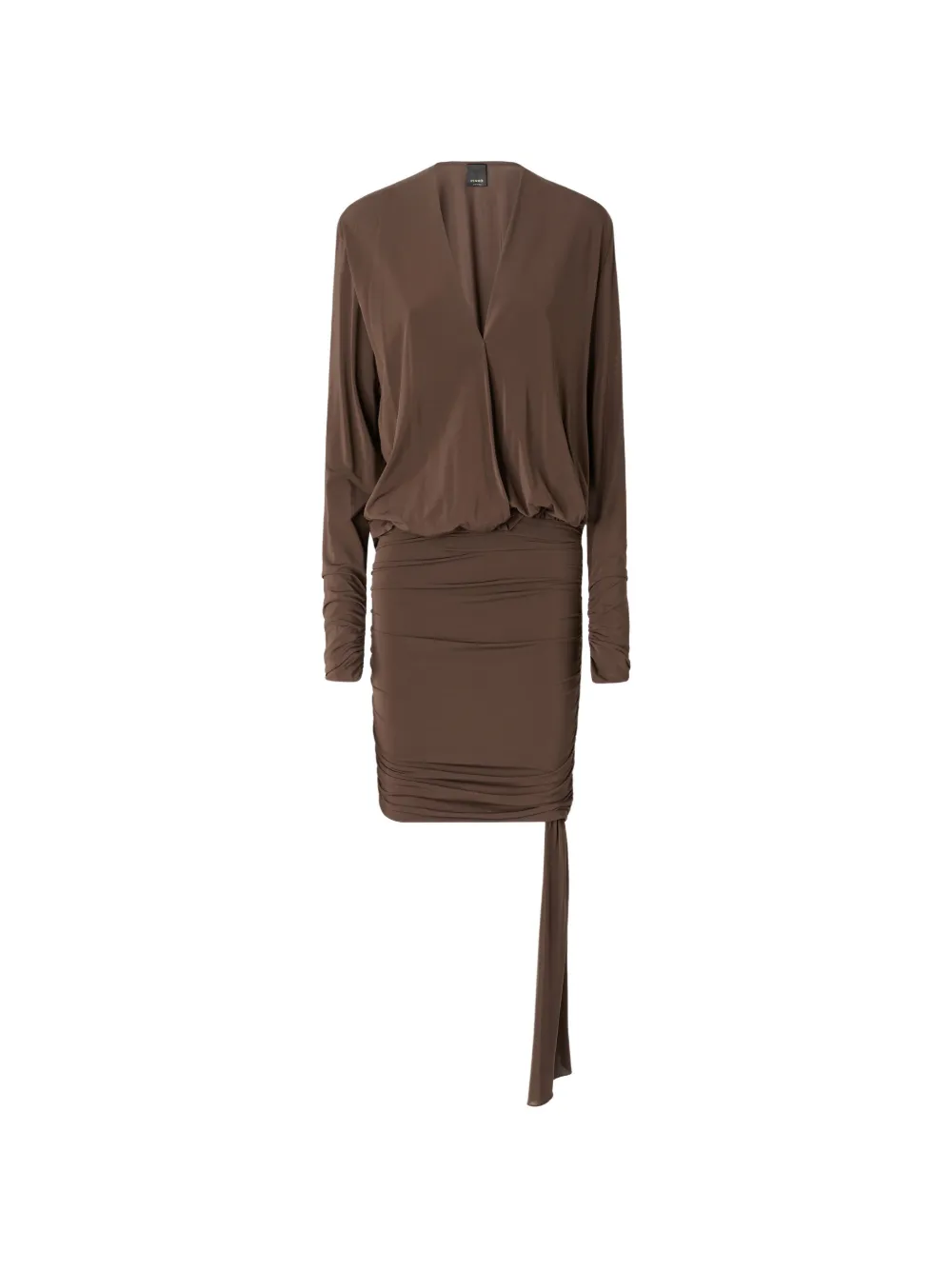 PINKO ruched draped mini dress - Marrone