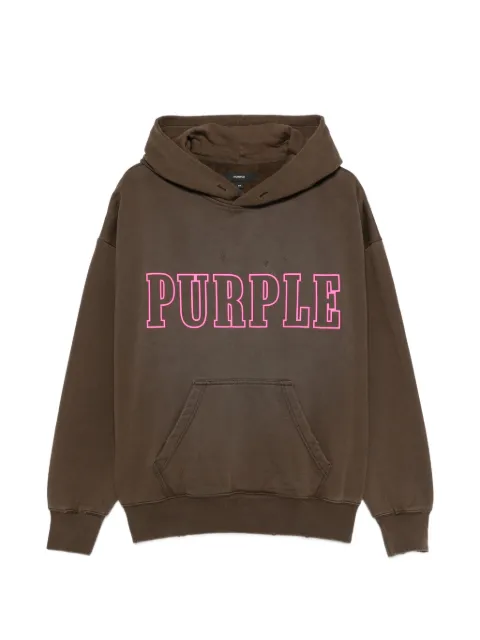 Purple Brand logo-print distressed cotton hoodie