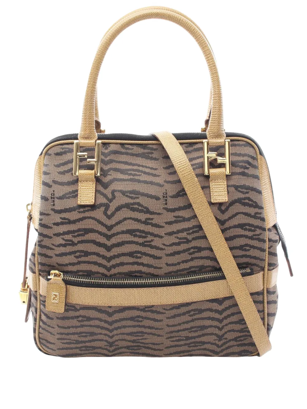 Fendi Pre-Owned 20th Century Zebra Print Canvas satchel - Braun