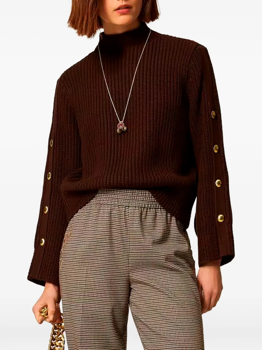 TWINSET Trui met knoop-detail en lange mouwen Bruin