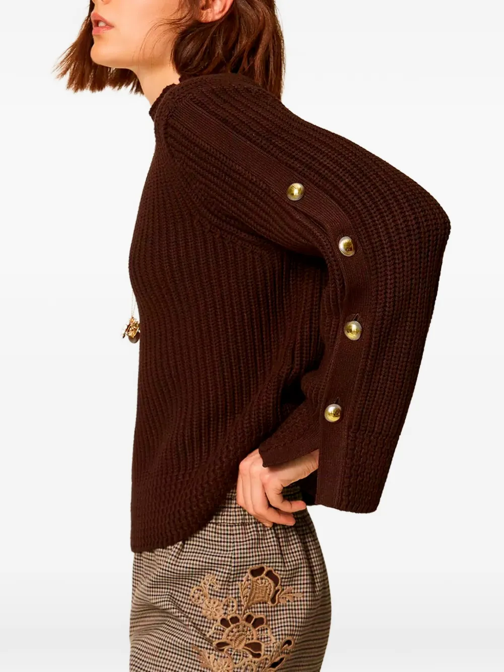 TWINSET Trui met knoop-detail en lange mouwen Bruin