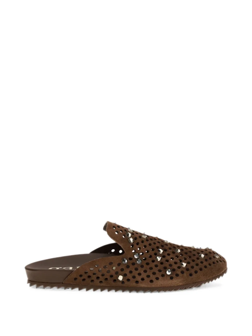 Pedro Garcia Braidy crystal-embellished perforated falt sandals Bruin