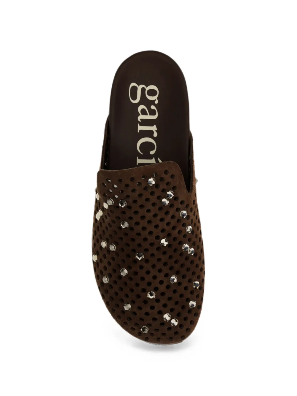 Pedro Garcia Braidy crystal-embellished perforated falt sandals Bruin