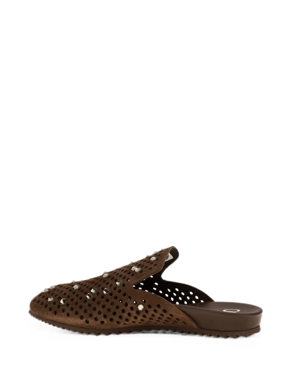 Pedro Garcia Braidy crystal-embellished perforated falt sandals Bruin