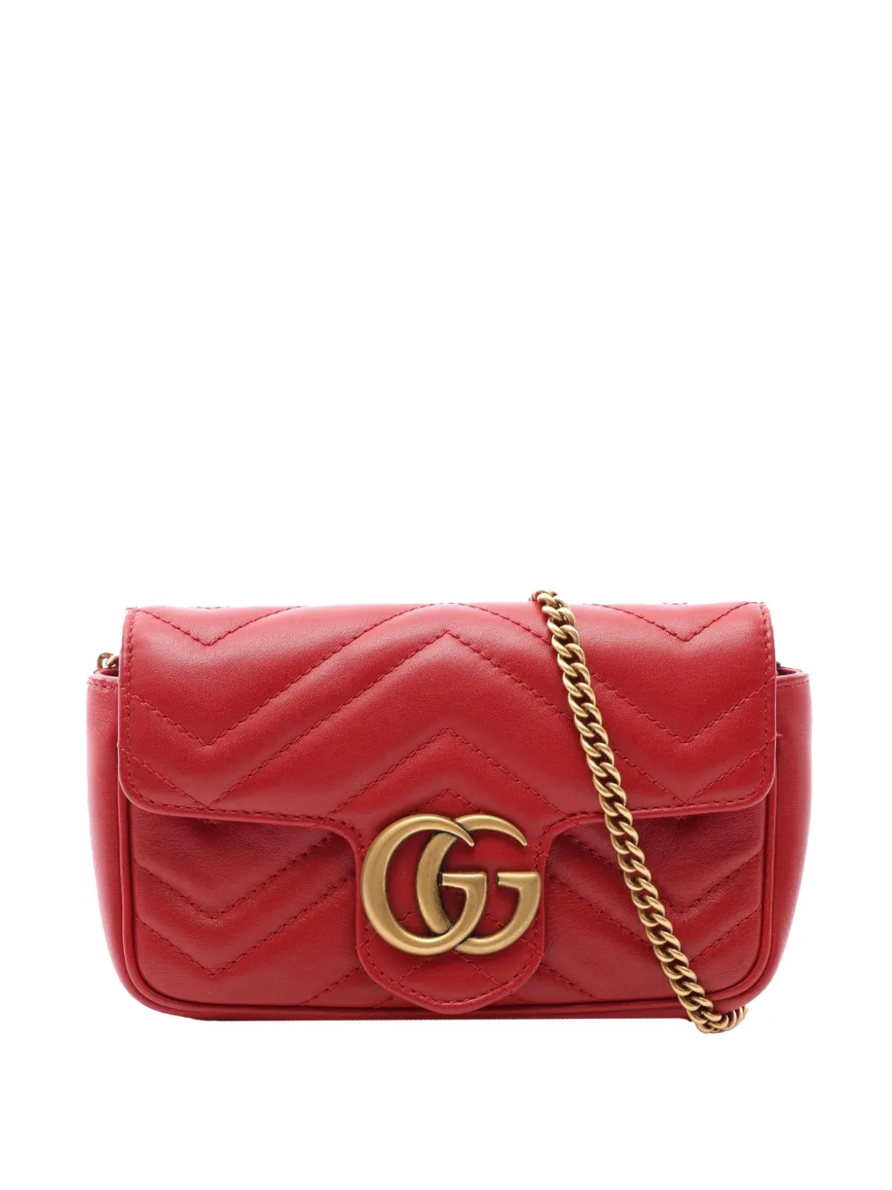 Gucci Pre-Owned 2016-2026 Mini GG Marmont Matelasse Leather Flap crossbody bag - Rosso