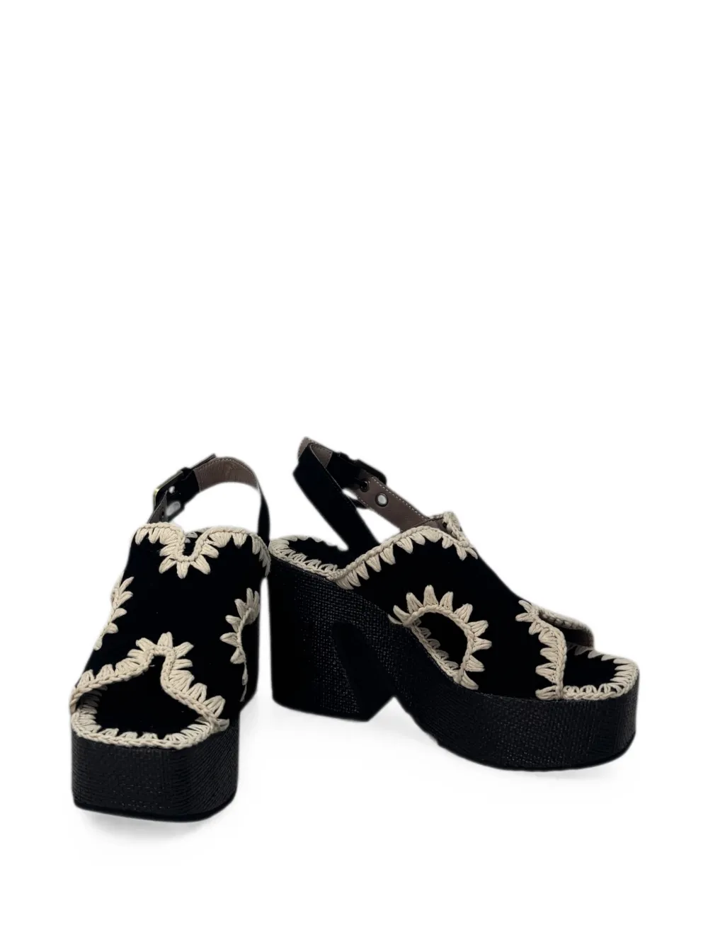 Mou crochet-trim platform sandals Zwart