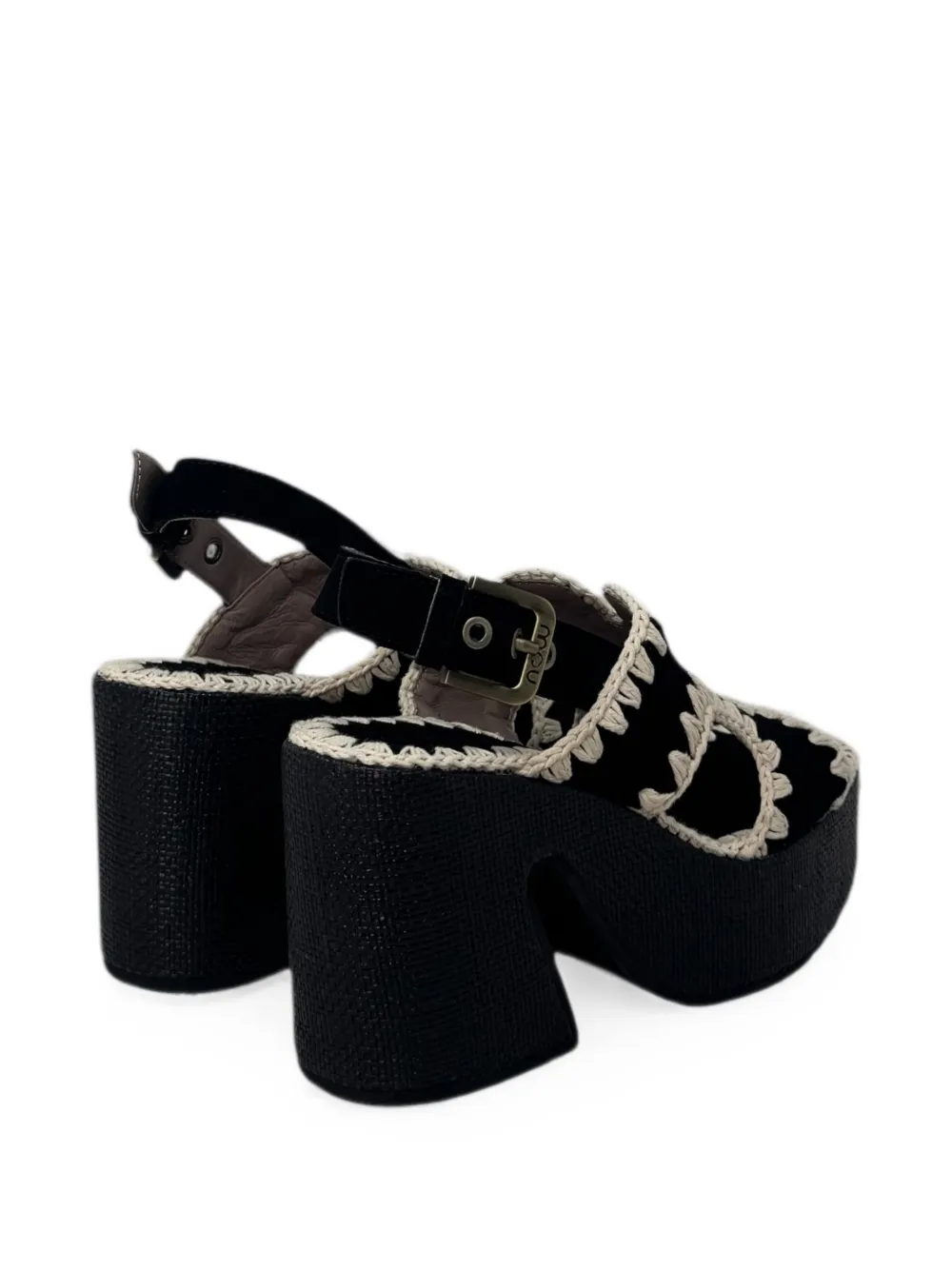 Mou crochet-trim platform sandals Zwart
