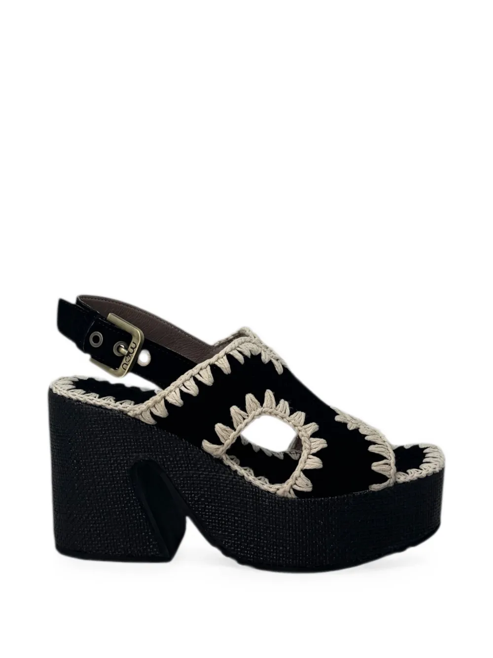 Mou crochet-trim platform sandals Zwart