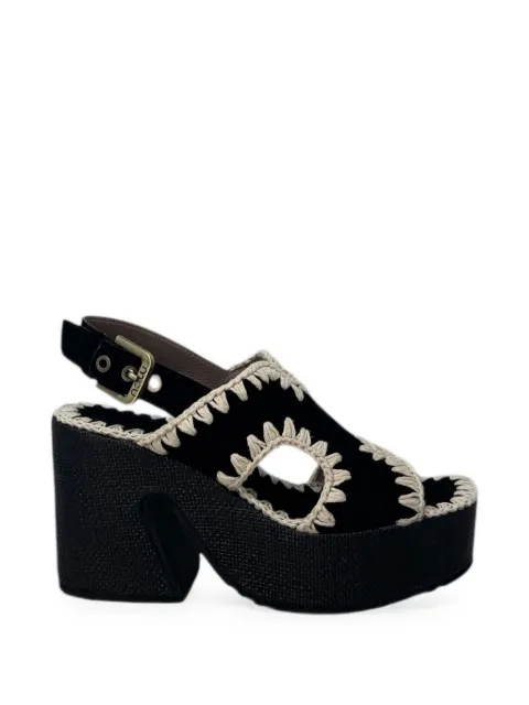 Mou crochet-trim platform sandals