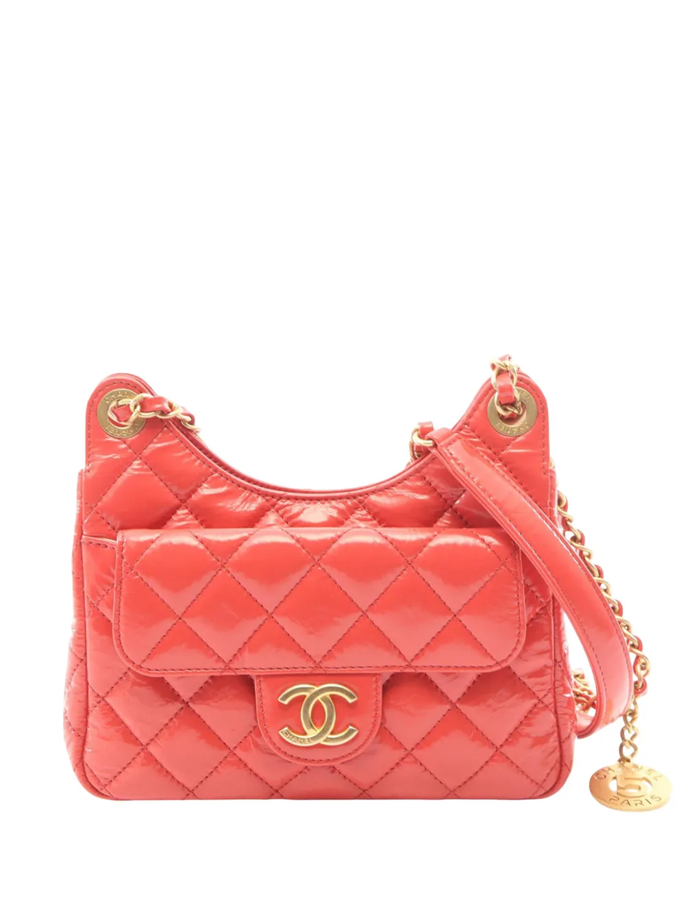 CHANEL Pre-Owned 2021-2026 Small Shiny Crumpled Calfskin Wavy CC Hobo crossbody bag - Pink