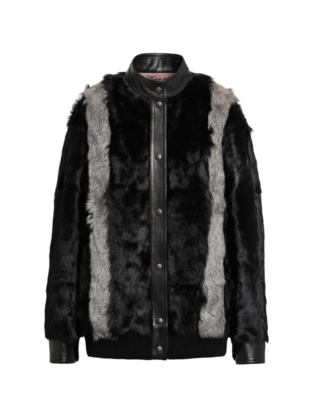 Valentino Garavani panelled fur and leather jacket - Nero