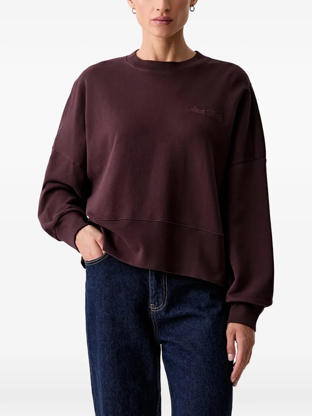 Marc O'Polo logo-embroidered drop-shoulder sweatshirt - Rosso