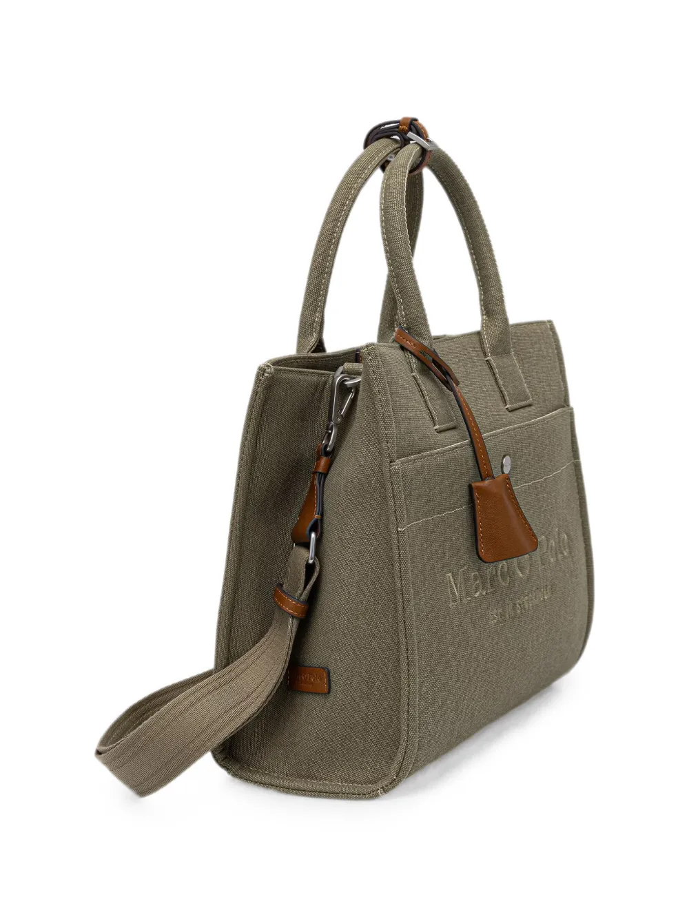 Marc O'Polo Shopper met geborduurd logo Groen