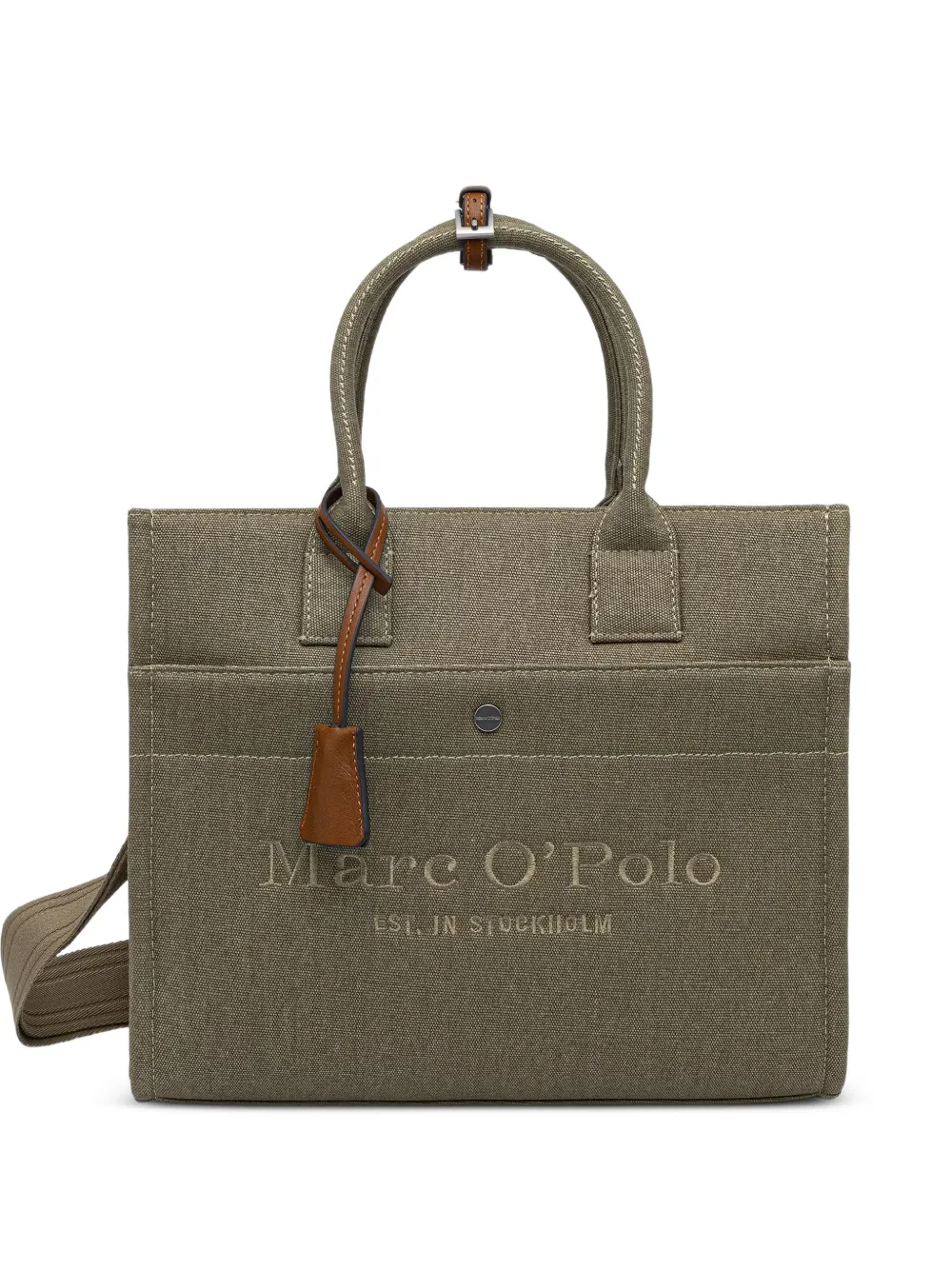 Marc O'Polo medium logo-embroidered tote bag - Verde