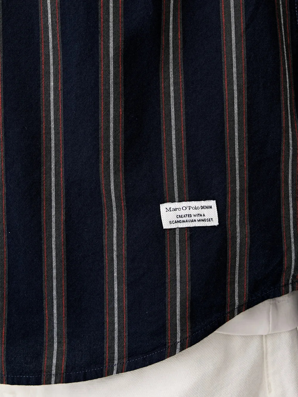 Marc O'Polo shirt met verticale streep en borstzak Blauw