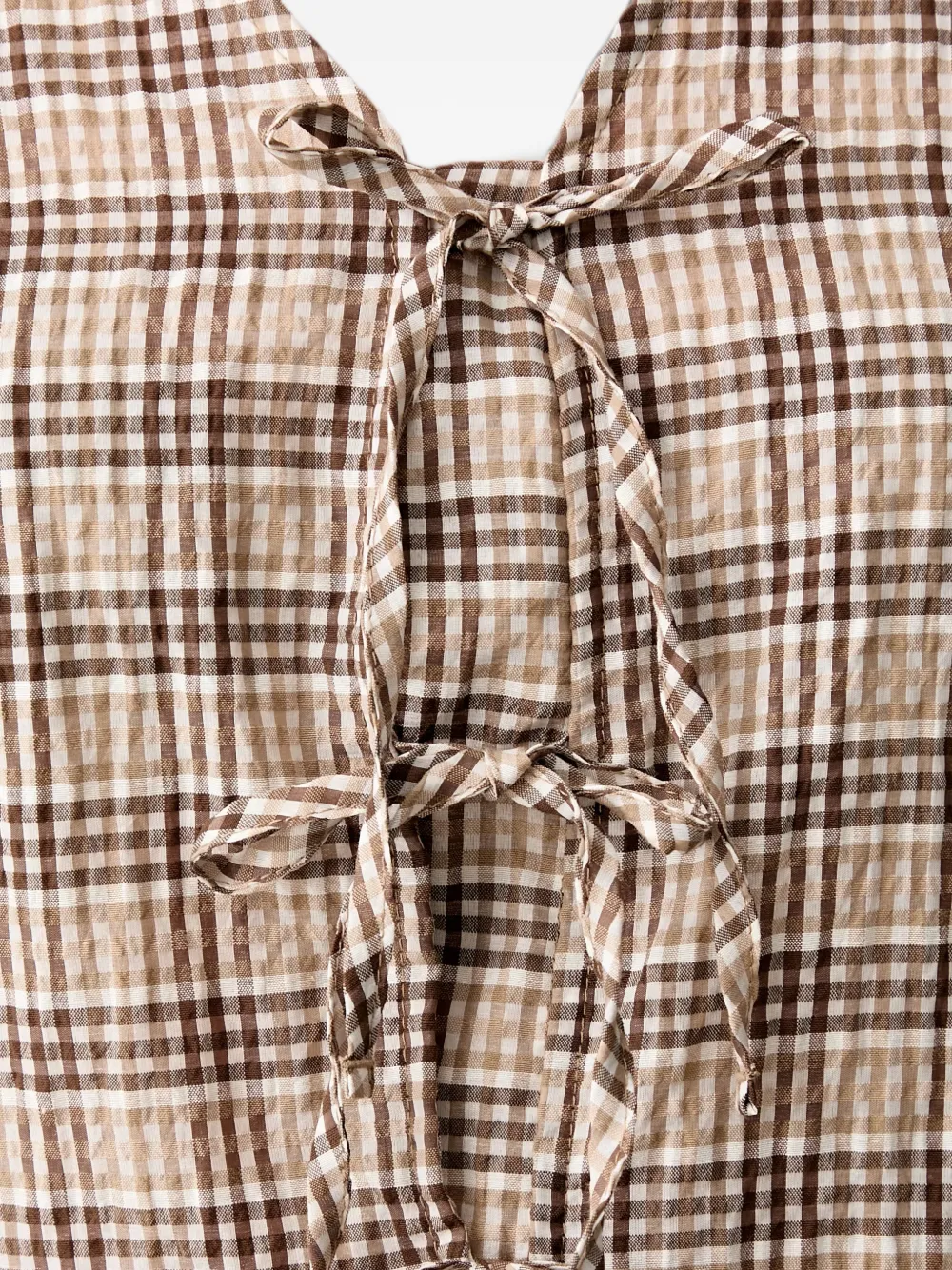 Marc O'Polo Geruite peplum blouse Bruin