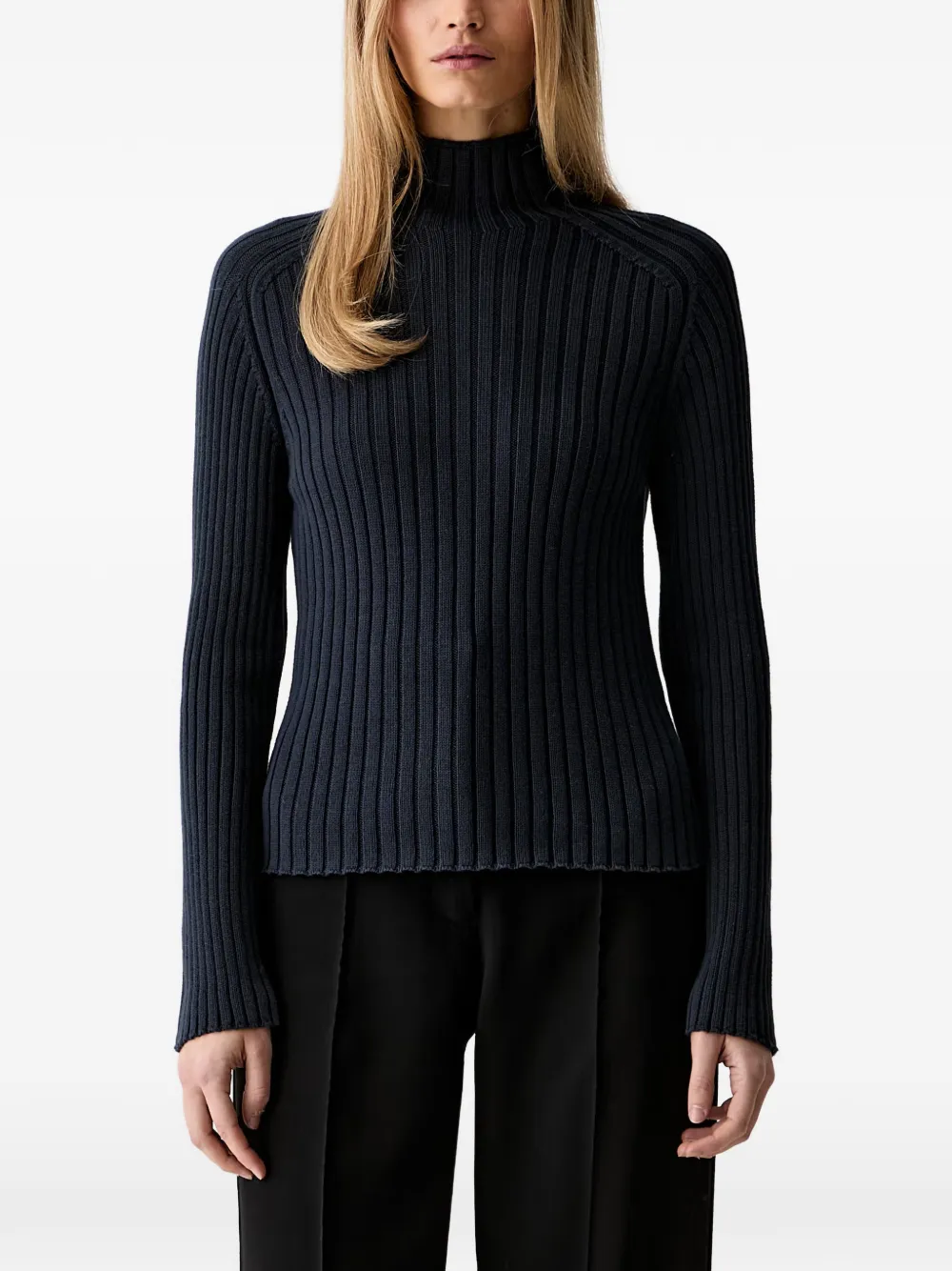 Marc O'Polo ribbed-knit high-neck sweater - Blau