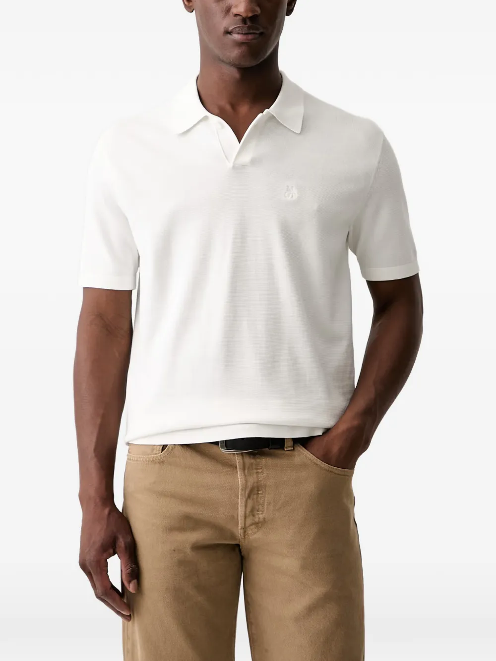 Marc O'Polo logo-embroidered short-sleeve polo shirt - Weiß