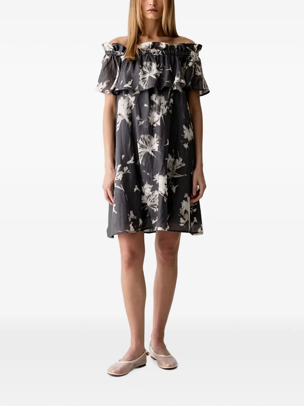 Marc O'Polo Carmen floral-print mini dress - Grey