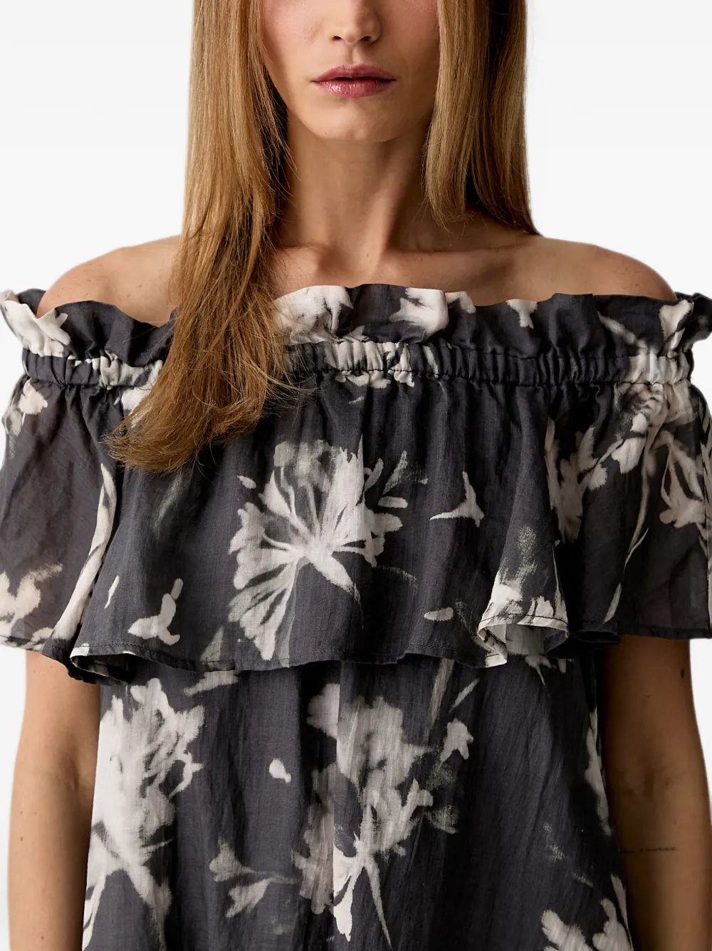 Marc O'Polo Carmen mini-jurk met bloemenprint Grijs
