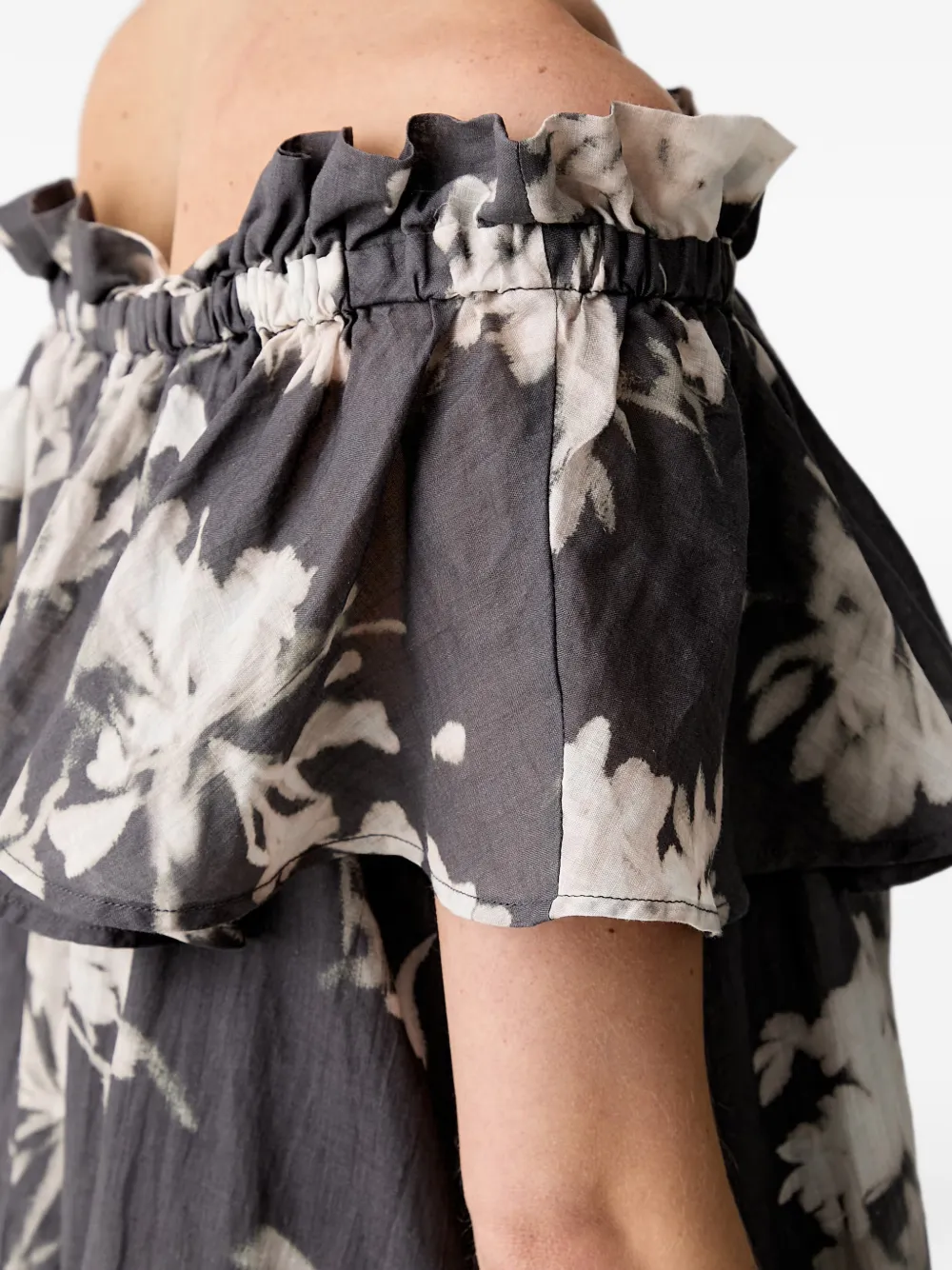 Marc O'Polo Carmen mini-jurk met bloemenprint Grijs