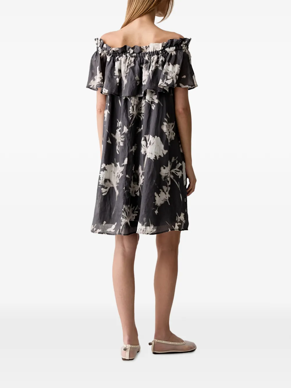 Marc O'Polo Carmen mini-jurk met bloemenprint Grijs