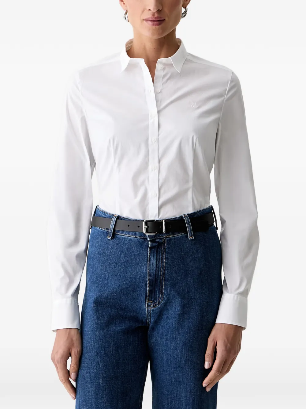Marc O'Polo embroidered-logo long-sleeve shirt - Weiß