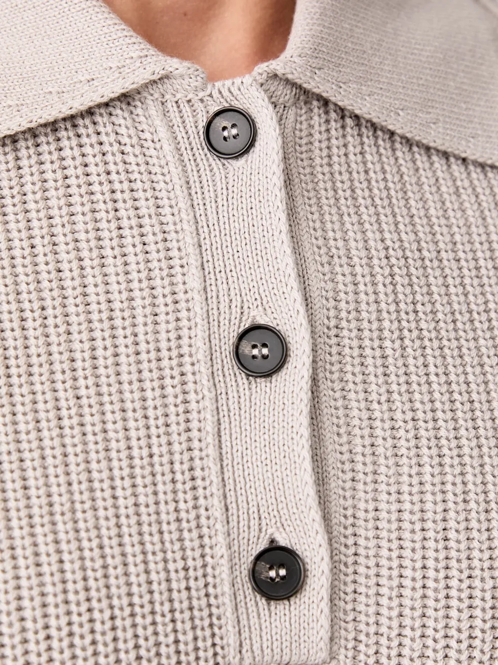 Marc O'Polo Ribgebreid poloshirt Beige