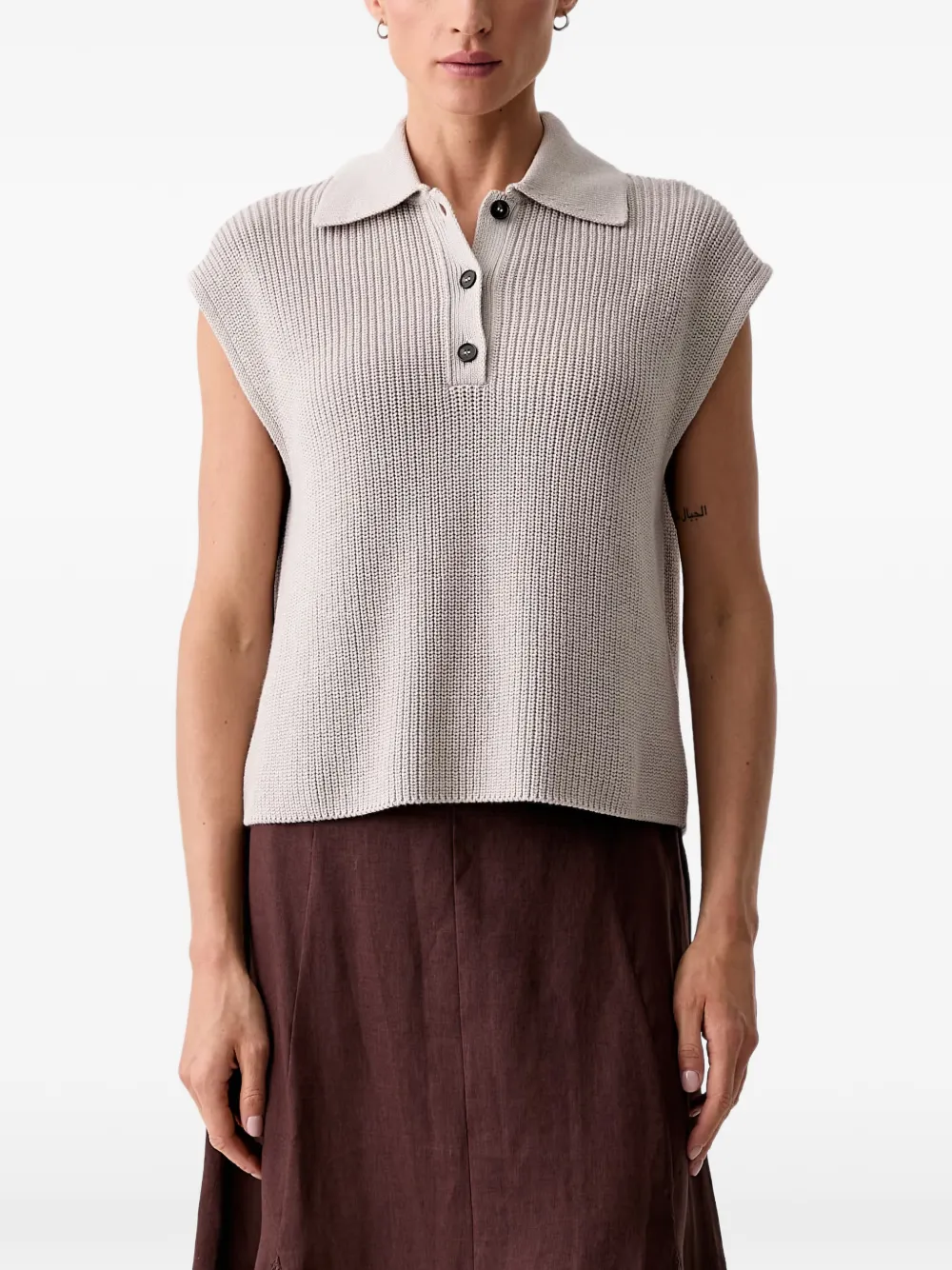 Marc O'Polo ribbed-knit polo shirt - Toni neutri